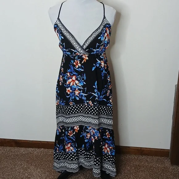 Jealous Tomato blue floral print high low maxi dress size small - Picture 2 of 15